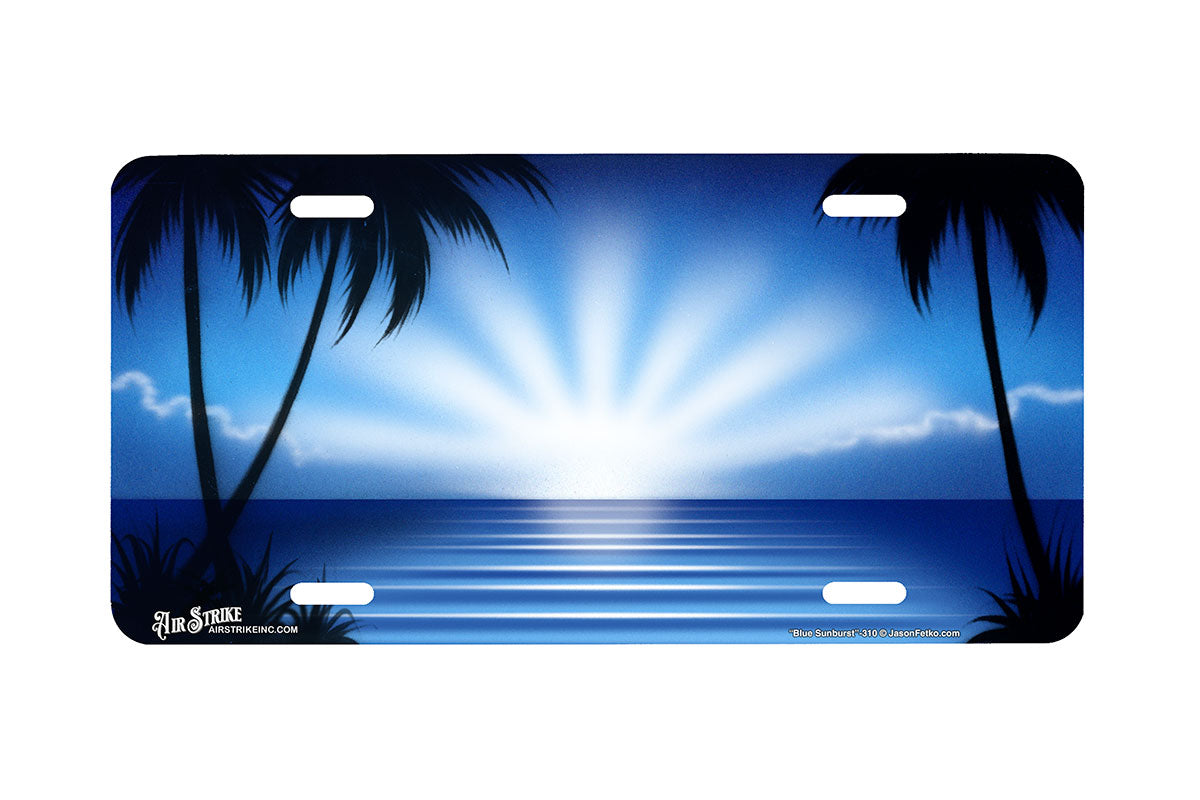 "Blue Sunburst" - Decorative License Plate