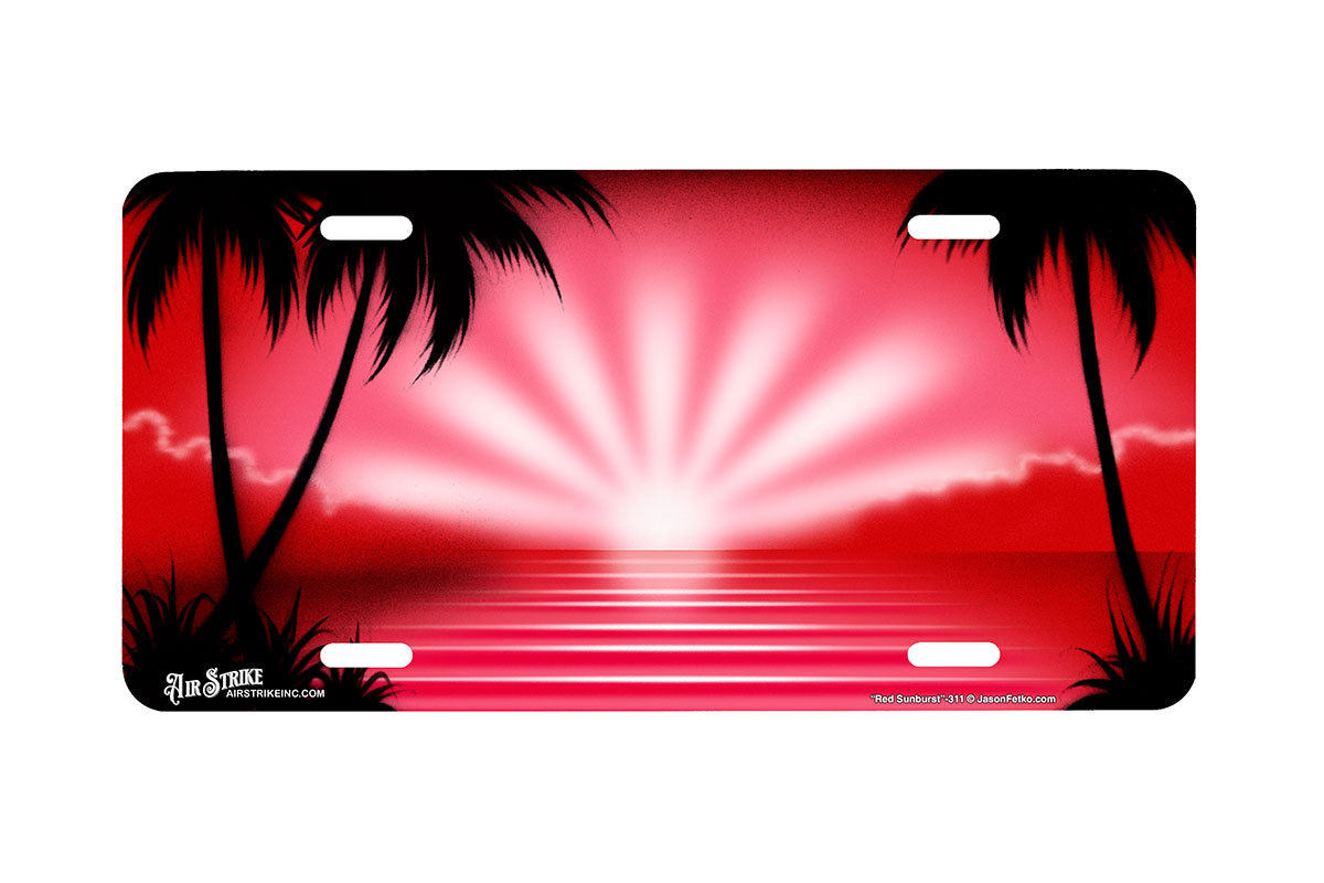 "Red Sunburst" - Decorative License Plate