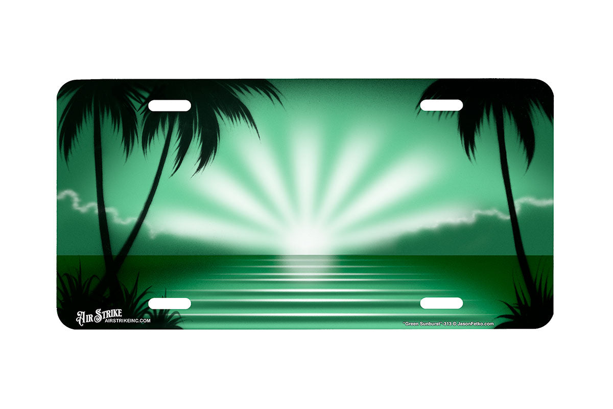 "Green Sunburst" - Decorative License Plate