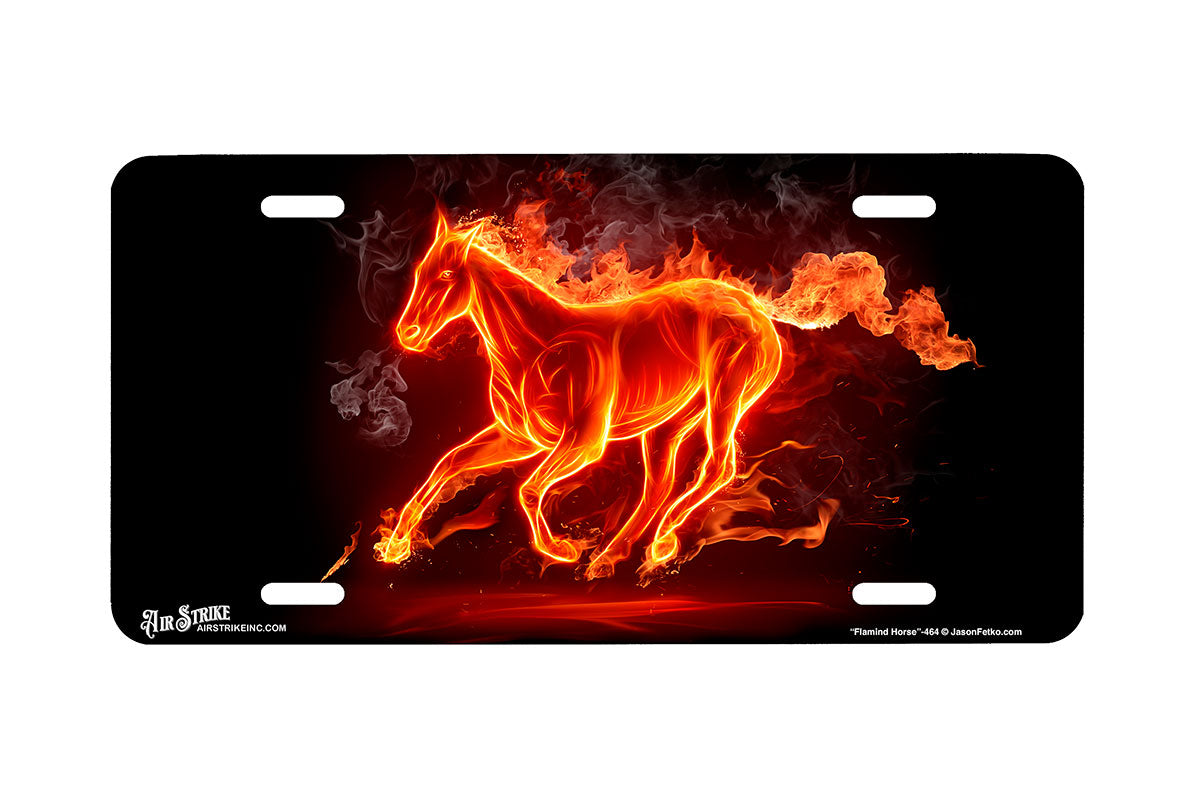 "Fire Mustang Orange" - Decorative License Plate