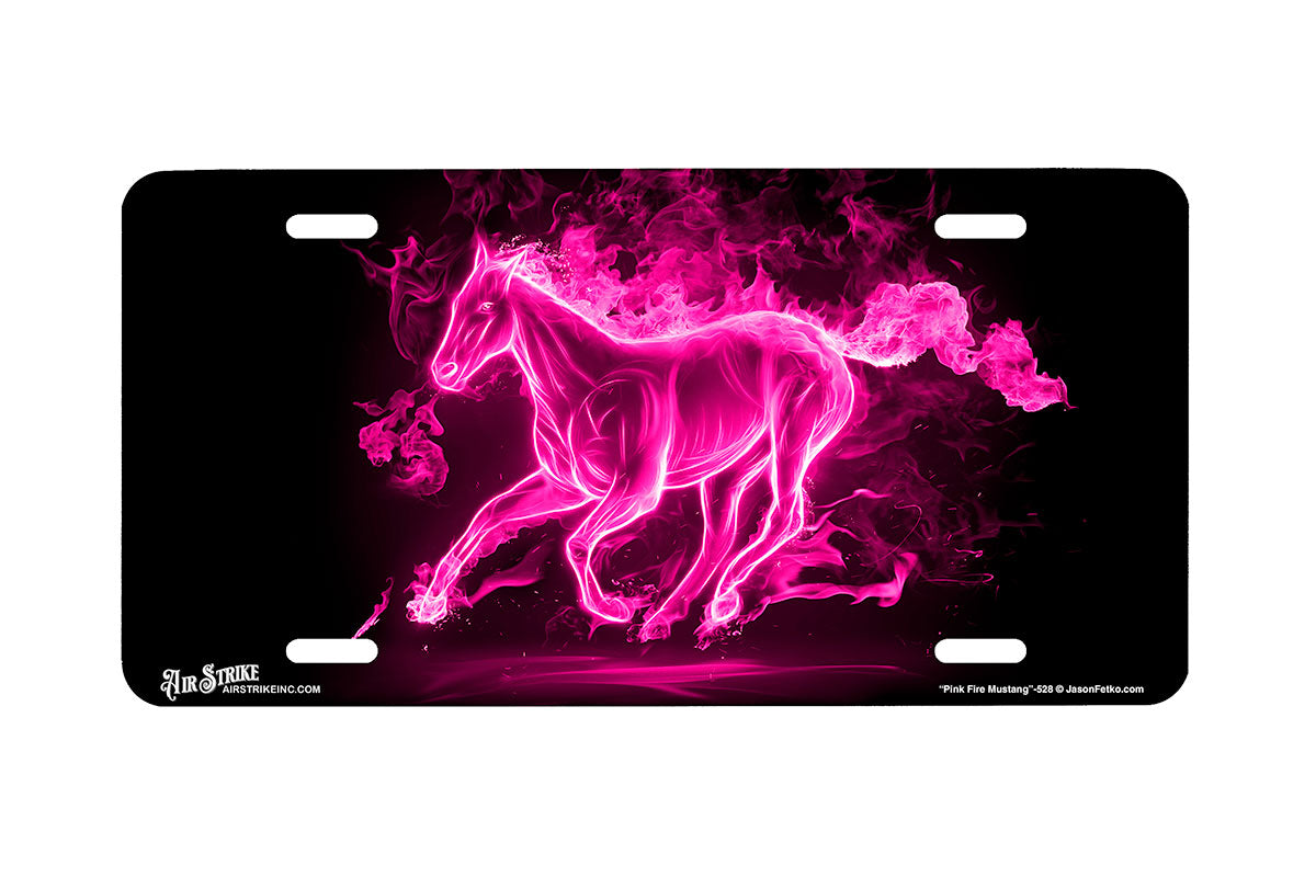 "Fire Mustang Pink" - Decorative License Plate