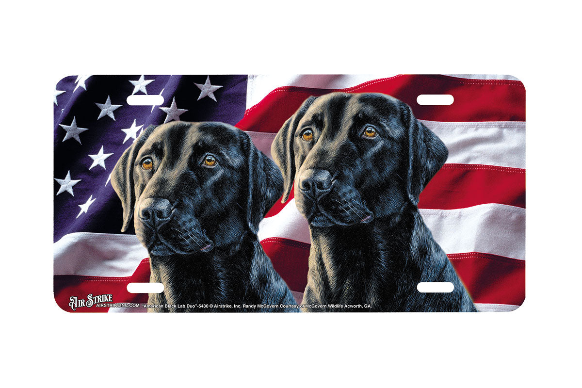 "American Black Lab Duo" - Decorative License Plate