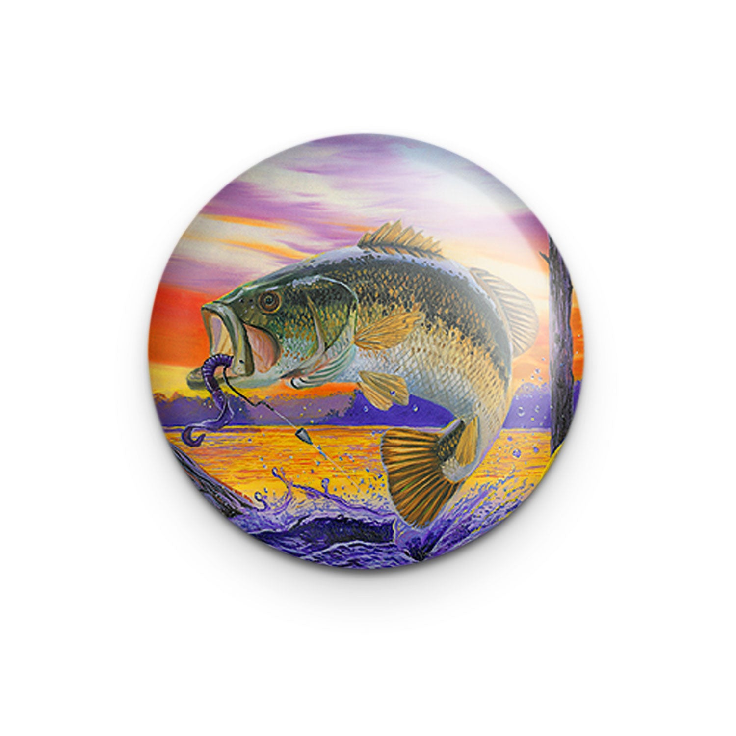 "Bass Splash" - 1" Round Pinback Button