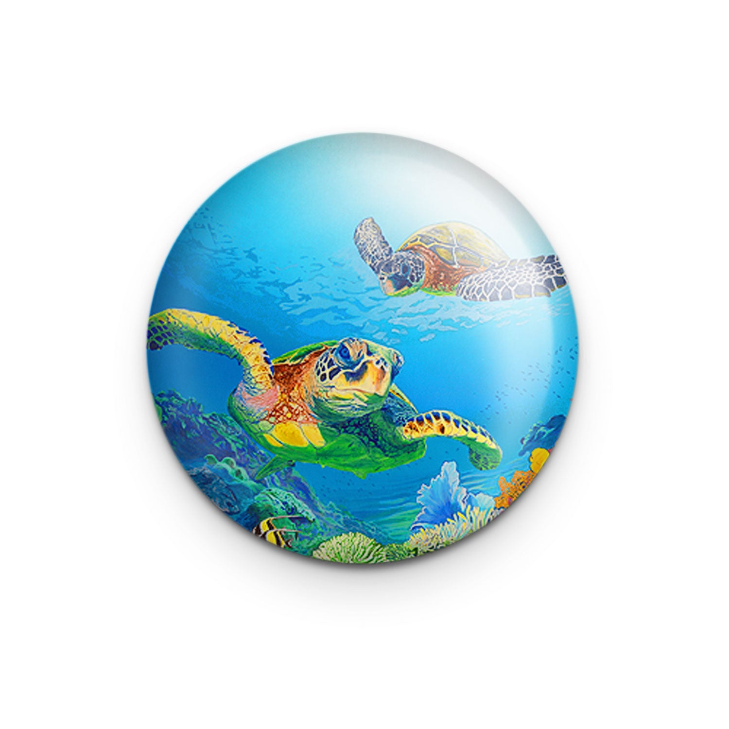 "Sea Turtle Treasures" - 1" Round Pinback Button