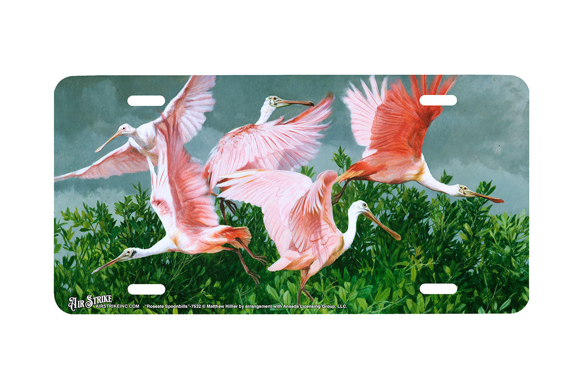 "Roseate Spoonbills" - Decorative License Plate