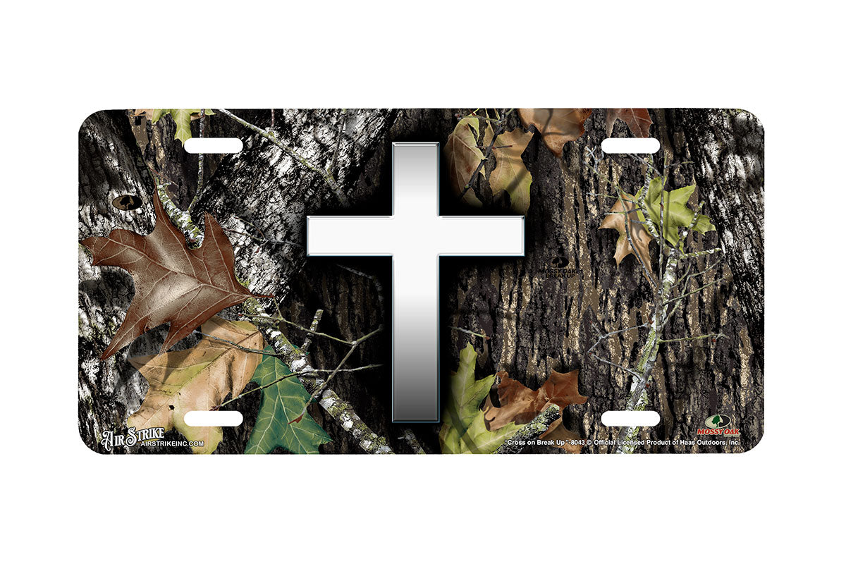 "Cross on Break Up Camo" - Decorative License Plate