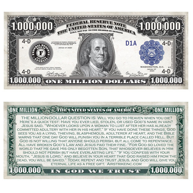 Million Dollar Bill - Gospel Tract for Christians