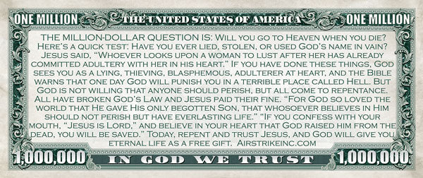 Million Dollar Bill - Gospel Tract for Christians