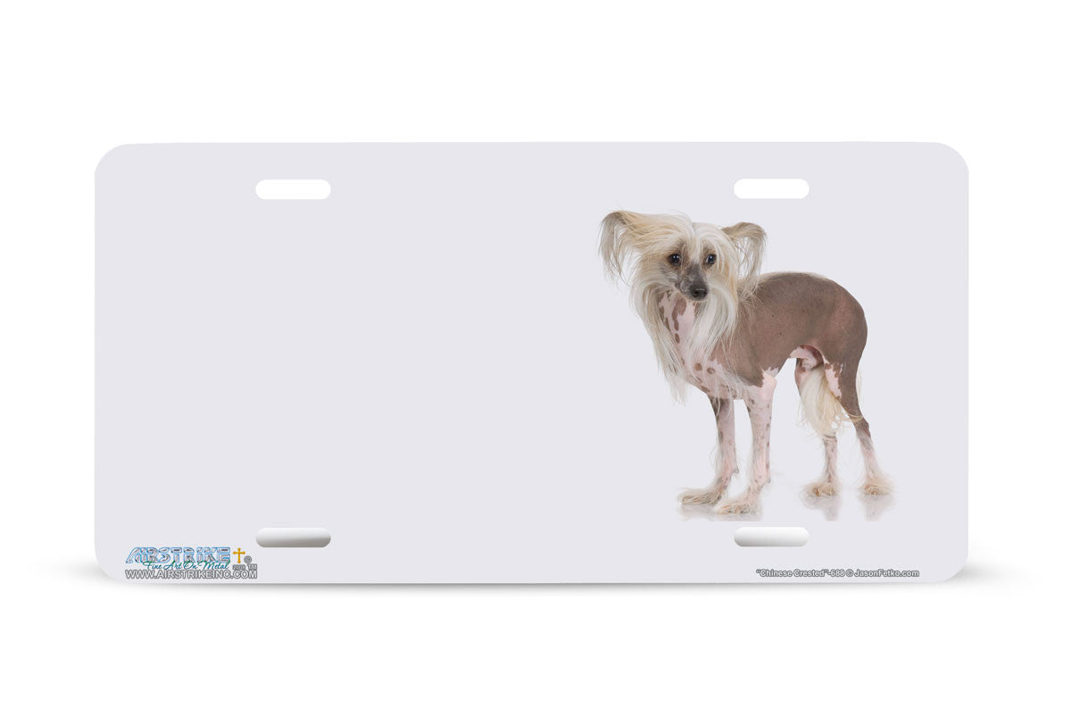 Airstrike® 432-OW-"Chinese Crested" Offset White Dog License Plates